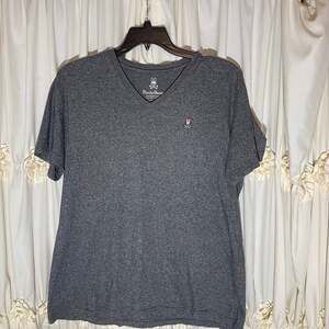 Psycho Bunny Men's Heather Gray V-neck T-Shirt